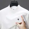Nueva camiseta térmica de hombre para otoño e invierno, camiseta de manga larga de forro polar con cuello alto, estilo coreano moderno, para hombres jóvenes y de mediana edad