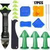 Conjunto de 17 peças de calafetagem bico de vidro cola remoção raspador de metal raspador plástico corte ferramenta de costura beleza