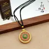 Loja de Ouro Mesmo Estilo Banhado a Ouro Vazado Filigrana Cravejado com Diamantes Vitral Pingente de Rosa Jade Verde Novo Estilo Chinês Pingente de Bússola Oito Tesouros