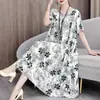 Novo Vestido de Algodão Estiloso para Mães de Meia-Idade, Vestido Longo de Viscose com Barra Ampla Plus-Size para Mulheres de Meia-Idade e Idosas