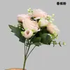 Flores Artificiales con 5 Cabezas Pequeñas Mezcladas con Peonías, Flores de Seda Artificiales de Comercio Exterior Transfronterizo para Exhibición en Casa, Accesorios de Fotografía, Flores Falsas