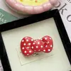 Pinza para el cabello de cuadros rojos de lunares retro con lazo, Pinza para el cabello de manzana y cereza linda, Pinza para el cabello de estilo femenino para flequillo