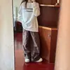 Camiseta de algodón puro de peso pesado para mujer, otoño, talla grande, estilo coreano, marca de moda, estampado de letras, estilo americano vintage, oversize, diseño único