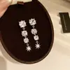 Pendientes de Botón con Borla de Circonita Cúbica Redonda Estilo Coreano Estrella Radiante Pendientes de Temperamento de Lujo Ligero Francés Accesorios de Pendientes de Lujo Ligero de Alta Gama para Mujeres