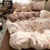 Conjunto de Roupa de Cama para Mãe e Bebê Grau A 100% Algodão Ultra Macio Antibacteriano Lençol Capa de Edredom Fronha Camada Dupla Gaze Dormitório Conjunto de Três 4 Peças