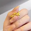 Anillo Ajustable con Serpiente Dorada Enrollada para Mujer, Nuevo Estilo Chino Serpiente del Zodiaco, Joyería Elegante y Lujosa de Gama Alta