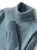 Suéter de lana pura para hombre, nuevo para otoño/invierno 2026, de importación transfronteriza, con cuello alto, corte holgado y base de punto de color liso