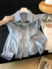 Camisa vintage de cuello estilo francés de manga larga para mujer, nuevo diseño de otoño, top casual de nicho con chal