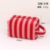 Nova bolsa de maquiagem de grande capacidade para viagens transfronteiriças, bolsa de skincare listrada com design de alça portátil, bolsa de armazenamento para batom