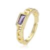 Anillo de circonita cuadrada con diseño ajustable y apertura para mujer, de estilo europeo y americano, con un nicho simple y sinuoso.