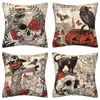 Amazon Transfronterizo Temu Popular Lino al por Mayor Funda de Almohada de Halloween Funda de Almohada Cuadrada de Felpa Funda de Almohada Cómoda