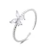 Anel de borboleta de prata de lei S925 luxo leve Design de nicho requintado para mulheres anel de índice incrustado com diamantes de alta qualidade joias ins