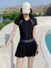 Maiô Color Block para Mulheres, Estilo Saia, Novo Modelo 2025, Toque de Luxo, Adequado para Fontes Termais e Piscinas, Maiô Peça Única Feminino