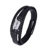 Amazon Explosiones Pulsera Multicapa Trenzada Blanca para Hombre Europea y Americana Ojo de Tigre Sencillo Acero Inoxidable Hebilla Imán