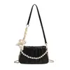 Bolsa de Axila Plissada Pérola Nuvens Bolsa Pequena de Crowdsourcing Moda Feminina Nova de Verão Bolsa de Ombro Transversal Versátil