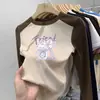Nueva Camiseta de Manga Larga con Retazos para Niñas Otoño e Invierno Versátil De Rong Base Cepillada para Niños Cuello Redondo Ropa Interior