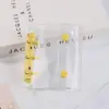 Estilo Ins Mini A8 Capa de Folhas Soltas com Botão Duplo Transparente Colorido em PVC Presilha de Encaixe Pequena Argola Metálica de 3 Furos Caderno de Folhas Soltas