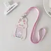 Portatarjetas Pu de Mascota Linda con Cordón Tarjeta de Trabajo Tarjeta de Comedor Estudiantil Tarjeta de Acceso Cubierta Protectora para Identificación Colgante para el Cuello Tarjeta de Autobús