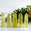Coluna de citrino natural transversal borda quente prisma hexagonal de ponta única citrino pedra polida ornamentos de escritório de mesa polido