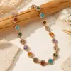 Collar de estilo bohemio transfronterizo, colorido, con diamantes completos, diseño versátil de nicho para verano, cadena para clavícula de dopamina para mujer
