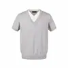 Camiseta de punto informal de manga corta con cuello en V, estilo coreano relajado, estilo "old money", nueva para el verano, para hombres y mujeres, moderna