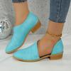 Botas para Mulheres 2024 Outono e Inverno Novo Casual Lado Vazado Salto Baixo Boca Rasa Bico Fino Sapatos Flats Femininos Tamanho Grande Estilo Exportação