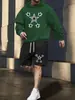 Traje Clásico de Estampado de Cruz Más Vendido Transfronterizo, Conjunto Versátil y Elegante de Sudadera y Shorts