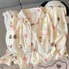 Pijama de Algodón Nube para Mujer Otoño Dibujos Animados Pantalones de Manga Larga Estilo Japonés Lindo Cárdigan Ropa de Casa Primavera y Otoño Venta al por Mayor Transfronteriza