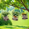 Maceta Colgante Suculenta Decoración Creativa para el Hogar Manualidades Decorativas con Cara Sonriente Linda Recipiente para Flores de Oficina y Balcón