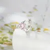 Pendientes Aro para Perforación de Oreja de Aguja Recta con Zirconia de Seis Garras, Diseño Minimalista de Nicho Estilo Coreano, Joyería para Perforaciones Hensen