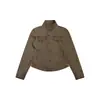 Chaqueta de Mezclilla de Estilo Americano para Calle con Diseño de Botonadura Diagonal Cuello Alto para Mujer, Nueva Chaqueta Corta de Trabajo Ajustada a la Moda de Primavera