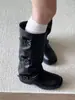 2026 Elegantes Botas de Montar Vintage para Mujer Otoño-Invierno, Punta Redonda, Hebilla de Tres Filas, Plisadas, Estilo Británico de Moda, Tacón Grueso, Botas Largas