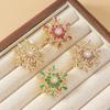 Broche para Mujer Transfronterizo Copo de Nieve Zircón Broche Giratorio Corsage Estéreo para Mujer Estilo Coreano Elegante Pin Hebilla para Abrigo de Traje