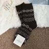 Calcetines de Lana Fair Isle para Mujer de Media Pantorrilla Calcetines de Primavera y Otoño Engrosados Cálidos Preppy Retro Coreanos Medias de Otoño