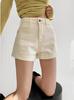 Shorts Jeans Feminino Retro Americano Cintura Alta Verão 2025 Novo Botão Único Soltinho Slim Linha A Hot Pants