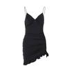 Al por mayor Transfronterizo Vestido Sexy de Tirantes Finos con Cuello en V y Volantes Irregulares Verano Ajustado Estilo Tailandés Bodycon Mini Falda