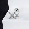 Pendientes de Botón Planos de Mariposa Exclusivos Transfronterizos, Tornillos de Hueso de Oreja de Ciervo Rosa, Tornillos de Labios de Acero Inoxidable de Corazón Dulce, Accesorios para Labios