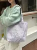 59261 2026 Nova Bolsa Tote Tendência Estilo Coreano com Letras Bolsa de Compras Casual Grande Capacidade Bolsa de Lona para Estudante Feminina