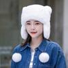 Sombrero de piel de conejo para mujer otoño e invierno cálido orejeras de piel lindo sombrero con orejas de gato nuevo estilo coreano sombrero de algodón de oso