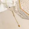 Collar Yuhui Transfronterizo de Acero de Titanio con Circonita en Forma de Gota de Agua, Diseño Geométrico Irregular, Collar en Forma de Y de Acero Inoxidable Chapado en Oro Real