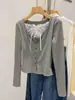 Diseño de Corbata de Moño, Tops Reductores de Edad y Chic para Mujer, Empalme de Encaje de Otoño, Camisetas Discretas de Manga Larga
