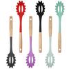 Set de Utensilios de Cocina de Silicona con Mango de Madera Extendido, Cuchara y Espátula Especiales para Sartén Antiadherente, Espátula de Silicona de Grado Alimenticio