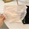 Bragas Sexis de Satén Pure Desire para Mujer Entrepierna de Seda de Morera Aspecto Elevado Ropa Interior para Dama Braguita de Encaje Francés con Lazo
