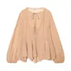 Comércio Exterior Transfronteiriço 2026 Primavera Nova Moda Feminina Estilo Europeu e Americano Casual Solta Série Camisa de Manga Longa Camada Adornada
