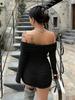 Vestido Sexy de un Solo Hombro Estilo Europeo y Americano Transfronterizo de Amazon, Vestido Corto Bodycon de Cintura Alta Favorecedor para la Figura para Mujer, Primavera y Verano