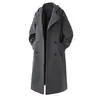 Novo Casaco de Lã Masculino Solto de Comprimento Médio Outono/Inverno 2026, Tamanho Grande Trench Coat Casual Moderno com Capuz para Homens