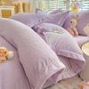 Juego de Cuatro Piezas de Cama de Terciopelo de Leche Tallado de Alto Peso Otoño e Invierno Antiestático Funda de Edredón con Doble Cara de Felpa Ropa de Cama