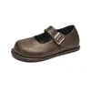 Sapatos Mary Jane Augusden para Mulheres 2026 Novo Estilo de Verão, Adequados para Combinar com Vestidos, Sapatos Casuais Slip-On de Couro Marrom