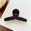Grampo de Cabelo de Pelúcia com Lantejoulas Finas e Laço, Estilo Outono e Inverno Coreano, Presilha de Cabelo de Fio Estilo Chanel, Acessório de Cabelo Presilha Shark para a Parte de Trás da Cabeça