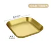 Bandeja para Snacks de Acero Inoxidable con Doble Asa y Bordes Rectos, Plato Cuadrado Profundo, Bandeja Cuadrada Estilo Coreano para Barbacoa y Papas Fritas, Bandeja Dorada de Fondo Plano para Uso Comercial